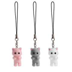 Cat phone charms set of 3 with lanyard