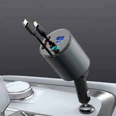 Retractable car charger 66W fast charging in vehicle 